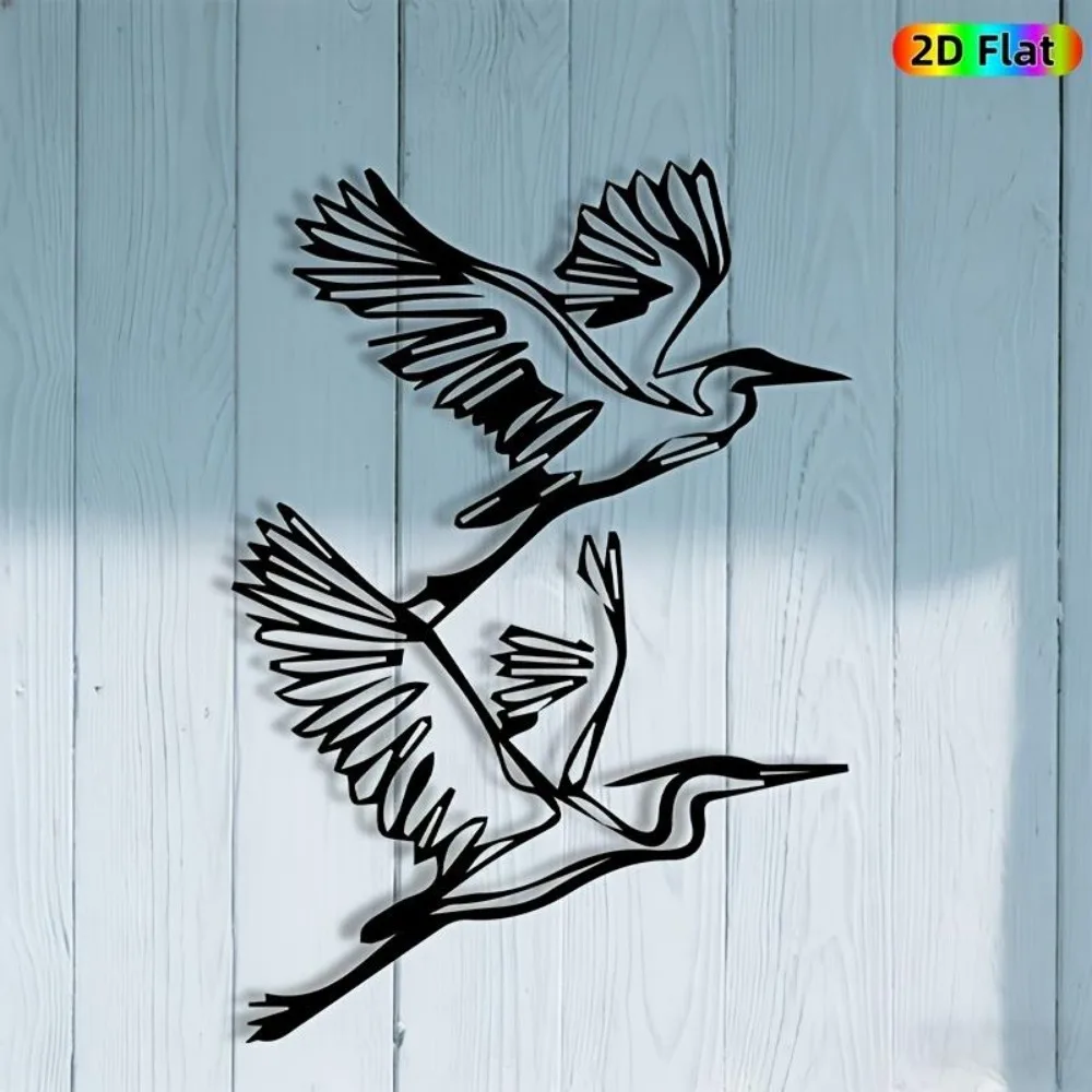 CIFBUY Iron Wall Art Flying Heron Waterproof Sculpture For Home Outdoor Hanging Decor Gift