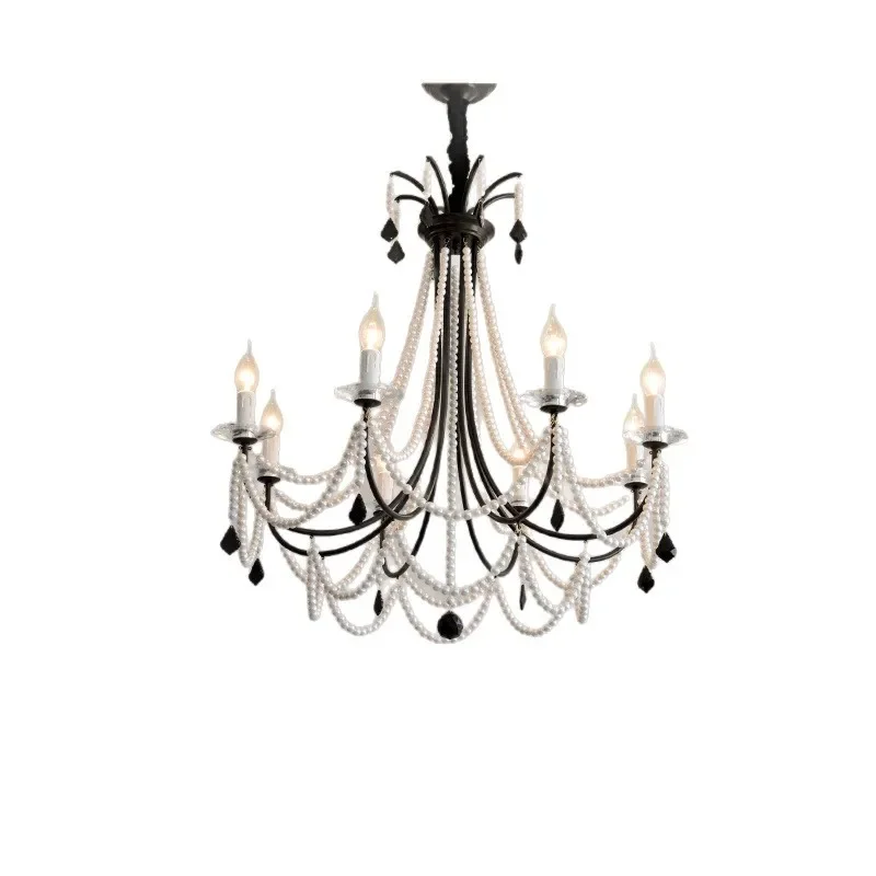 

French crystal, main living room dining room chandelier, American retro designer black pearl princess room romantic bedroom