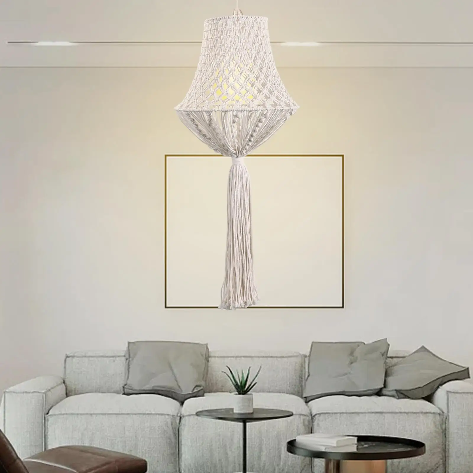 Boho makrama klosz do lampy ręcznie tkany lekki odcień z lampa wisząca osłoną żyrandol abażur do dekoracji domu