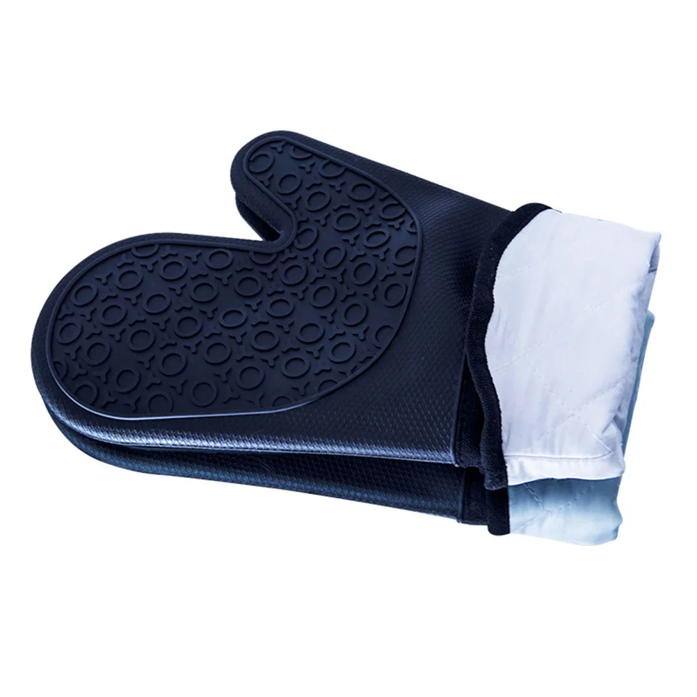 

2PCS Heat Kitchen Mitt Mitts Insulation Gloves Kitchen Oven Mitts Silicone Black Non Slip Cooking BBQ Microwave Toast