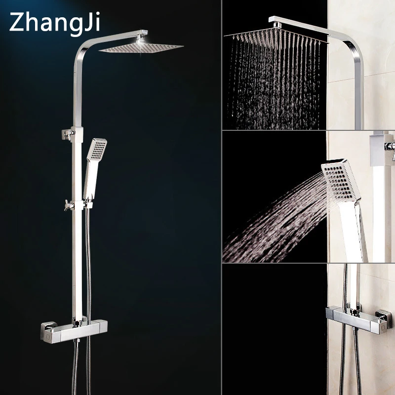 

ZhangJi Shower Faucet Brass Bathroom Faucet Hot And Cold Water Mixer Bathtub Waterfall Shower Multifunctional Shower Set