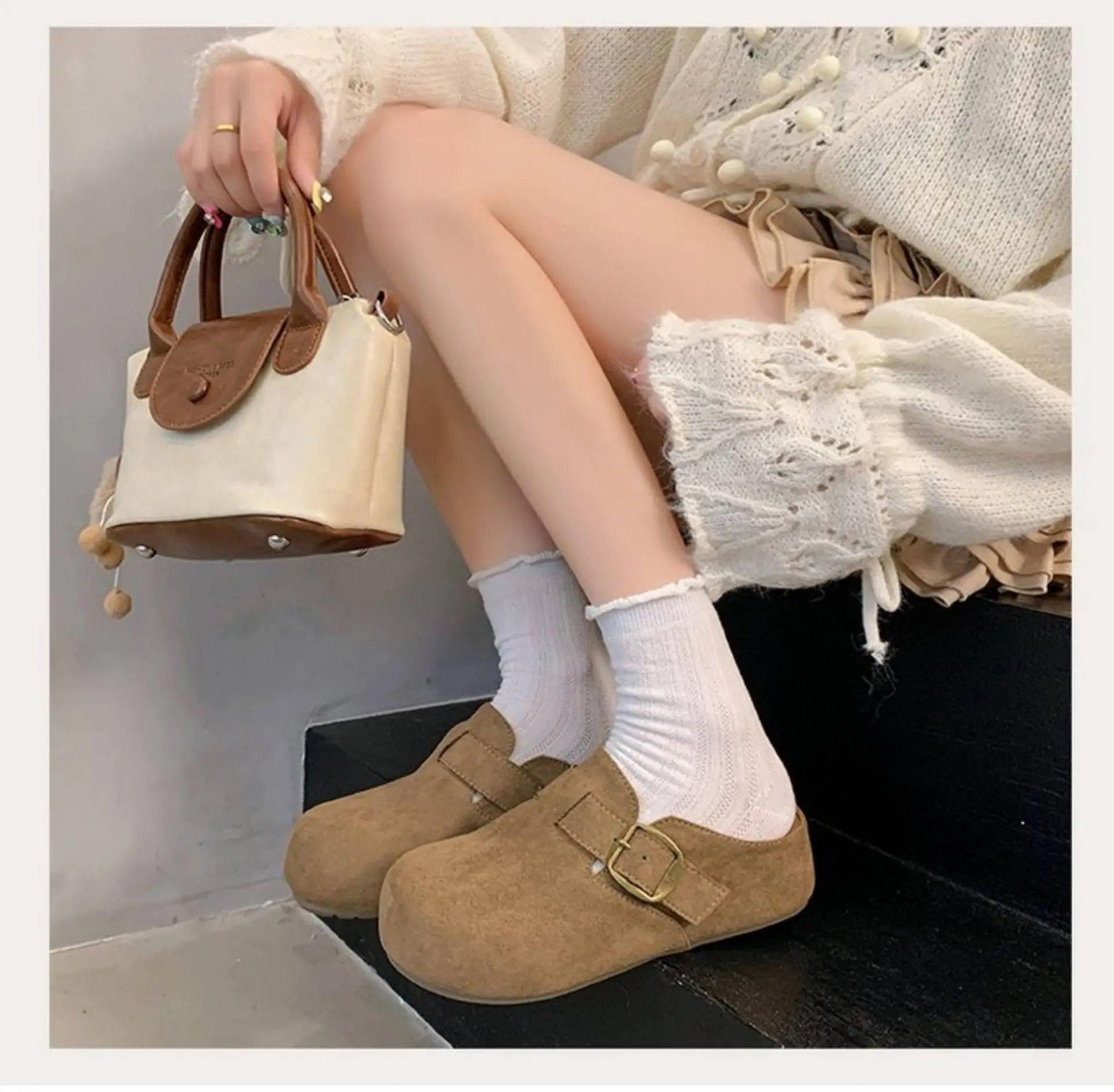 2026 Kork-Wildleder-Pantoffeln für Damen, Modische Clogs, Klassische Kork-Antirutsch-Outdoor-Pantoffeln mit Fußgewölbestütze – Detail 16