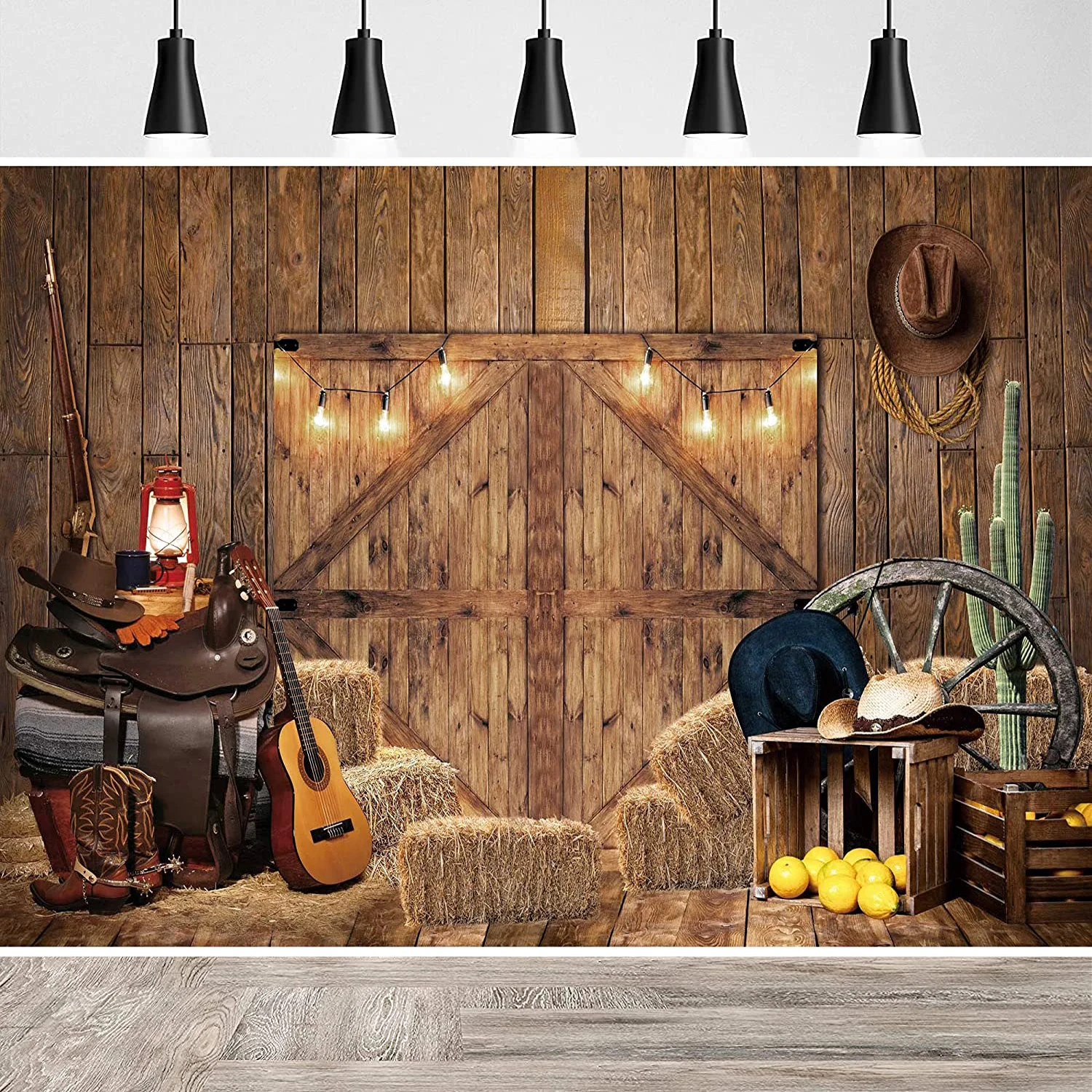 

Fall Farm Door Photography Backdrop Rustic Warehouse Barnyard Background Old Western Cowboy Children Birthday Party Decoration