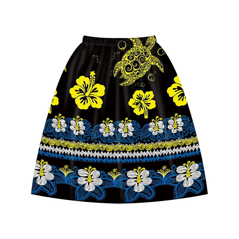 New Tropical Hawaiian Island Flower Pattern Skirt High Waist Casual Daily Office Outfit Printed Skirts Custom