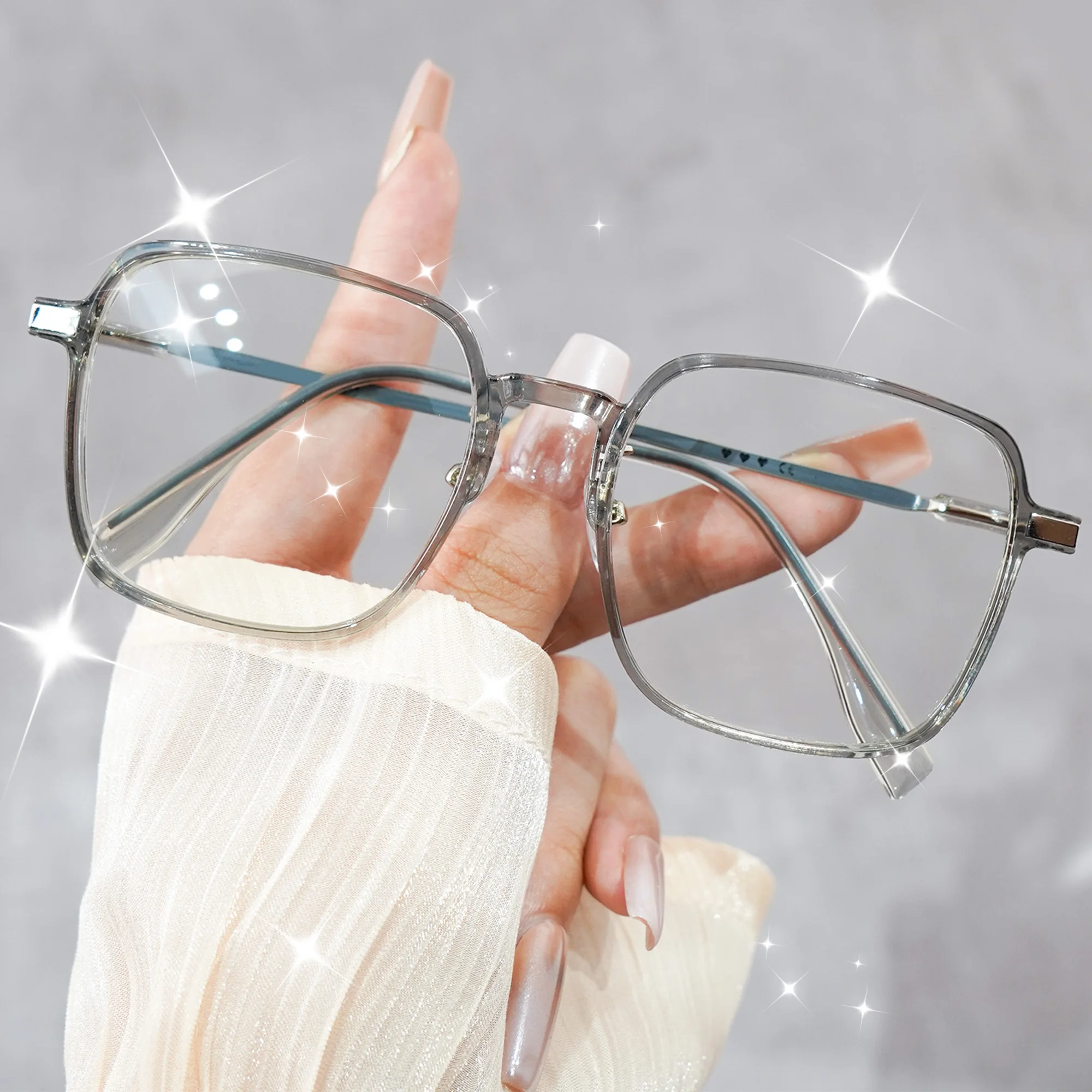 Quadratische Lesebrille für Damen, Blaulichtfilter, Trendige Leichtgewicht-Lesebrille mit Metallbügeln, Komfortable Sehhilfe – Detail 5