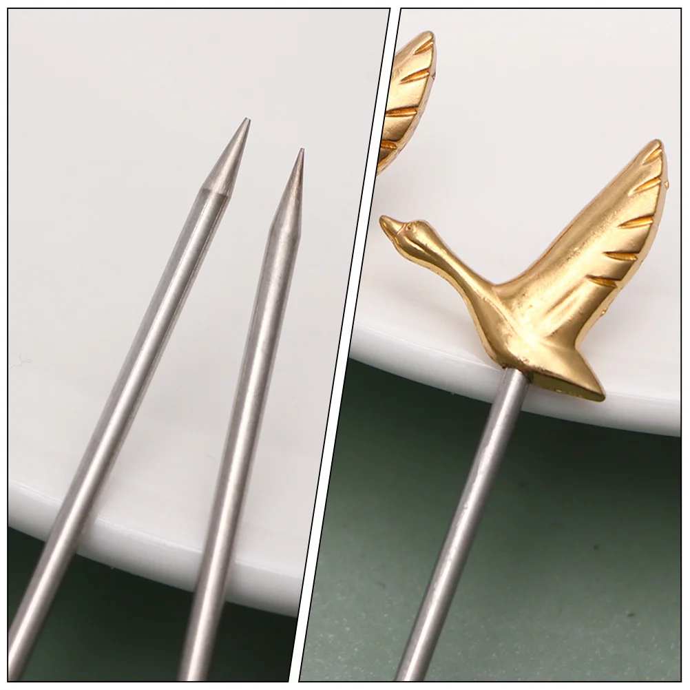 

3pcs Stainless Metal Cocktail Snack Sticks Party Dessert Metal Food Picks Reusable Decorative Picks For Cocktail Home Decor