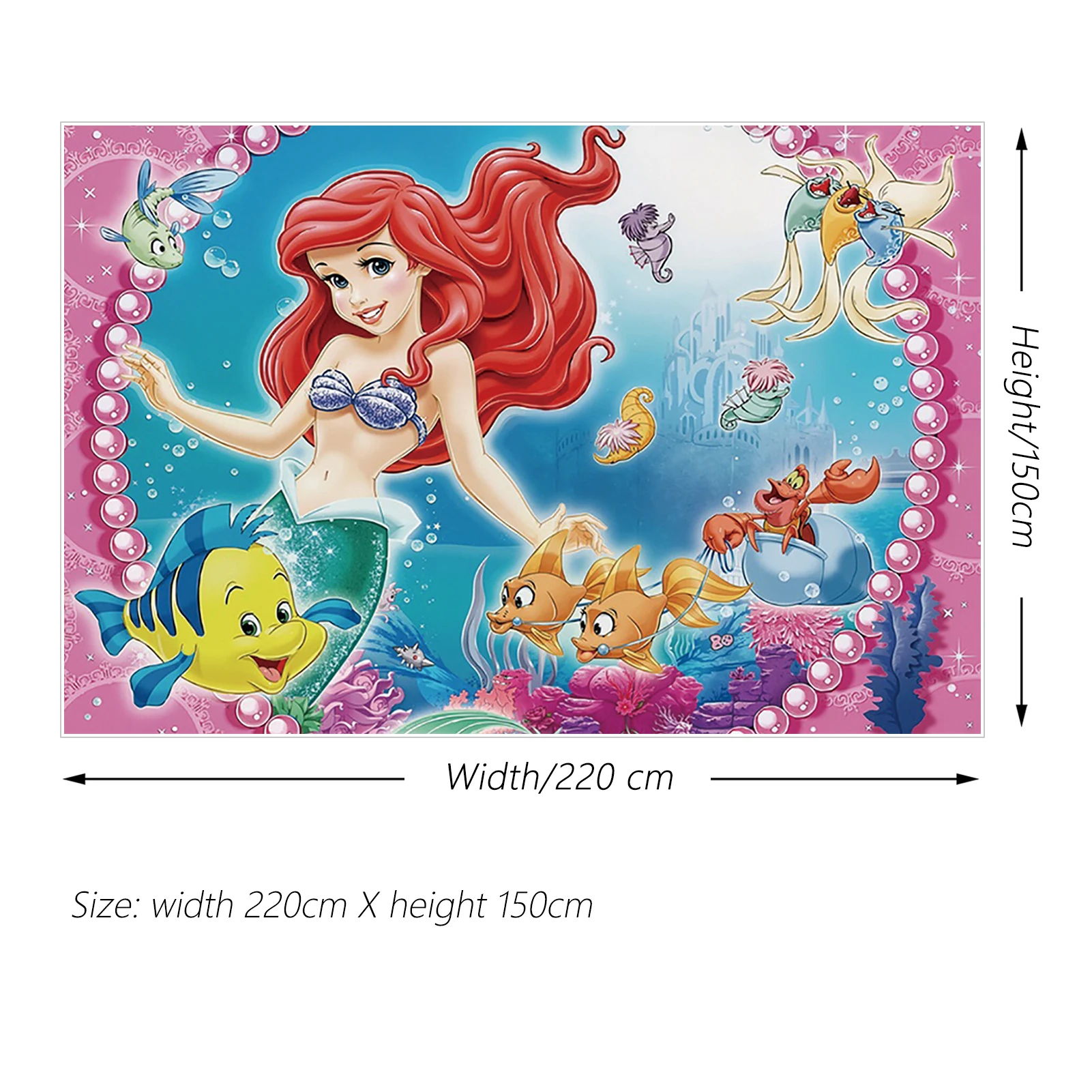 Mermaid Princess Ariel Backdrop Photography Pink Fish Portrait Background Child Photo Studio Party Decor Accessories