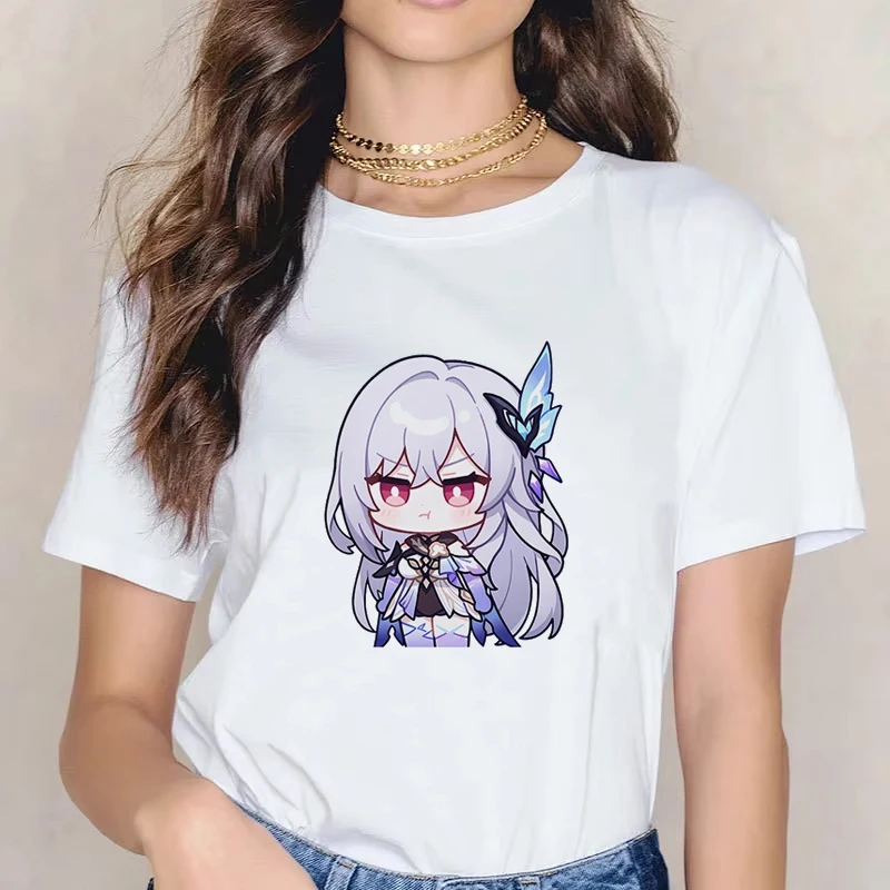 

Genshin Impact Skirk T-shirt Hot Fashion Women Aesthetic Funny Cute Graphic Short Sleeve T Shirt Harajuku Casual Clothing Tops