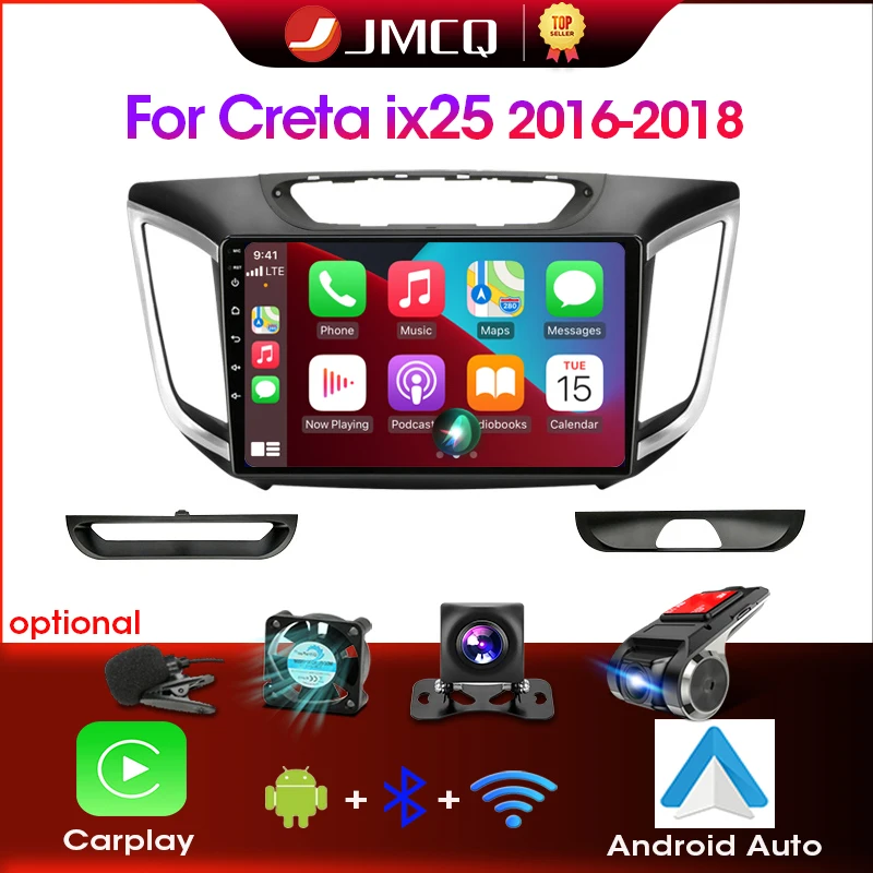 

JMCQ Android 12 Car stereo Radio Multimidia Video Player Navigation GPS For hyundai Creta ix25 2016-2018 2din Head Unit Carplay