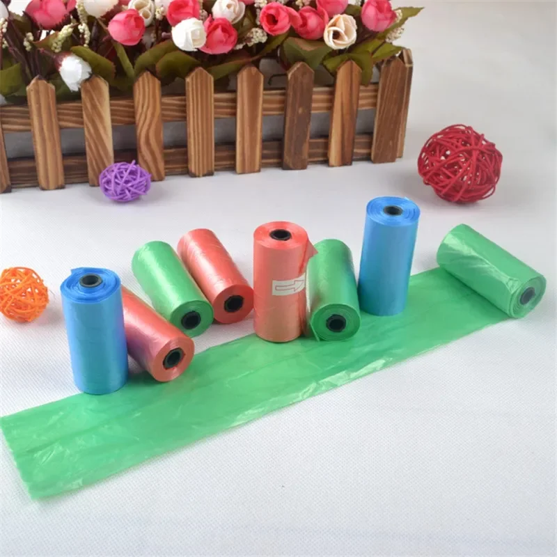 15pcs/Roll Pet Dog Poop Bags Dispenser Collector Garbage Bag Puppy Cat Pooper Scooper Bag Small Roll Outdoor Pets Clean Supplies