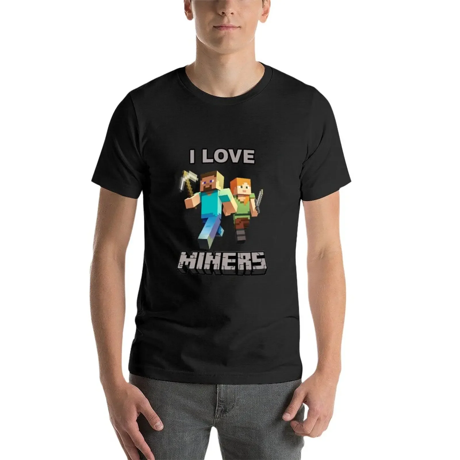 Tee shirt Short t-shirt graphic t shirts kawaii clothes men clothings New I love miners T-Shirt