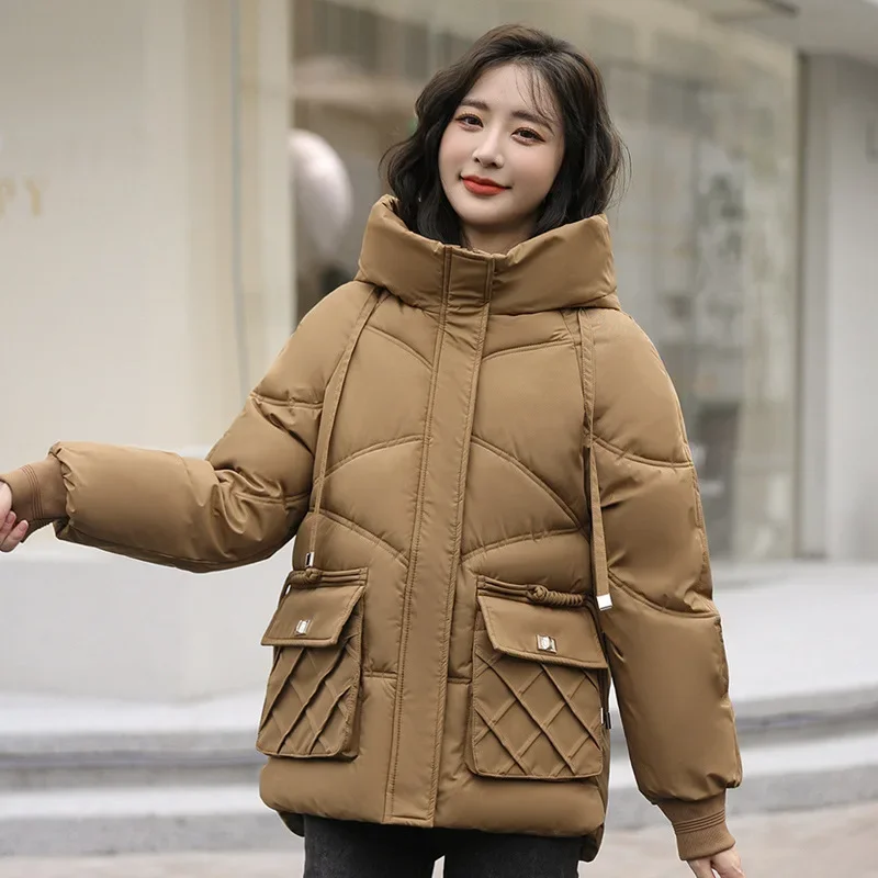 Giacca in cotone allentato Cappotto basic con cappuccio casual Capispalla donna Cappotto parka invernale da donna 2025 Cappotto invernale in cotone addensato caldo