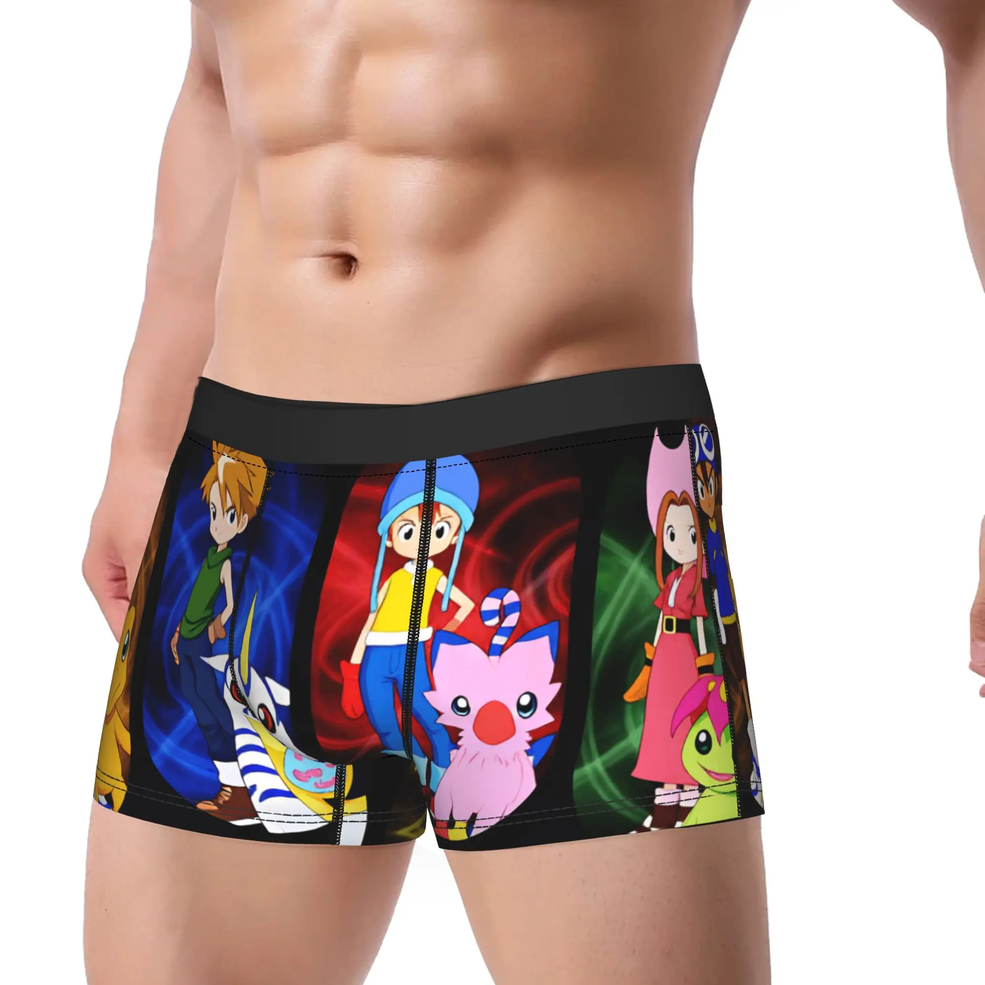 Digimon Adventure 01 Eight Oval Character Underwear  Custom DIY Trunk Trenky Male Panties Elastic Shorts Briefs Birthday Gift