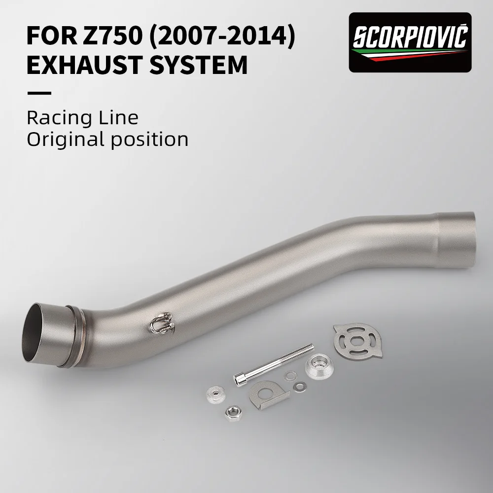 51MM Motorcycle Exhaust Escape Middle Link Connect Pipe For Z800 2013‑2016 Z750 2007‑2014 Exhaust Modified Tube