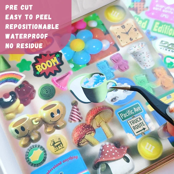 Zufällige Auswahl an 874+ Ästhetischen Aufkleber-Büchern, Y2K Niedliche Sticker für Journaling, Scrapbooking, Planer, DIY Bastelarbeiten und Kartenherstellung – Detail 2