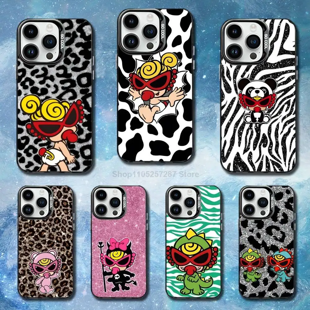 Cartoon H-Hysteric M-Mini für iPhone 15,14,13,11,SE,XS,MAX,12,16,17,Mini,Pro,Schwarz, matte Silikonhülle