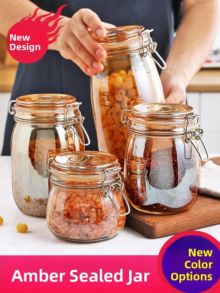 

Стеклянная банка Sed, карамельная стеклянная бутылка, кухонный контейнер для хранения продуктов, банка для брожения Kimchi с крышкой