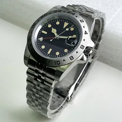 39MM Men's automatic mechanical watch waterproof function NH34 GMT Lumen Men's Watch dress Black dial S11