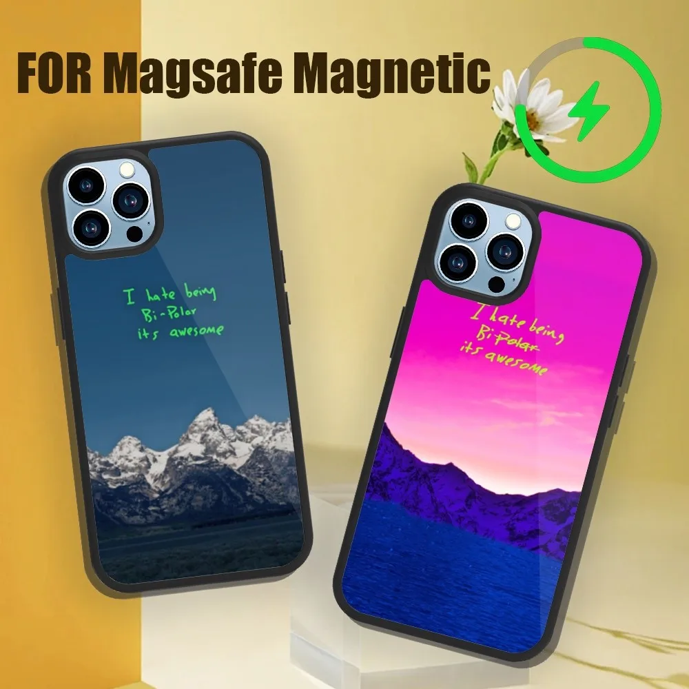 I Hate Being Bipolar Its Awesome Kanye West Phone Case For iPhone 13 12 11 14 15 Pro Max Plus Magsafe Magnetic Wireless Charging