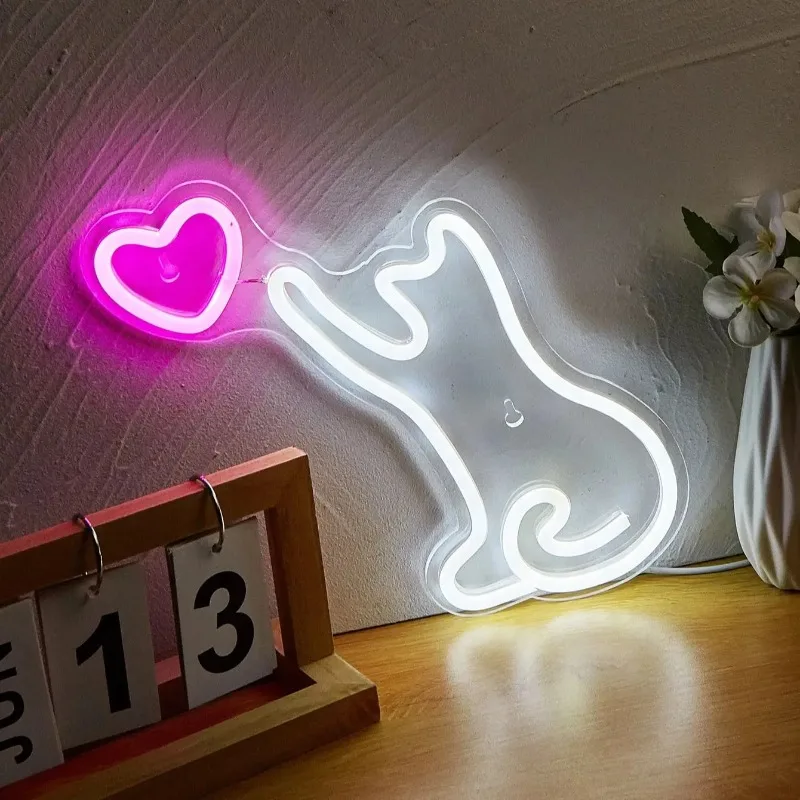 Chi-buy LED Neon Loving cat USB Powered Neon Signs Night Light 3D Wall Art Bedroom Living Room Decor Lamp Signs