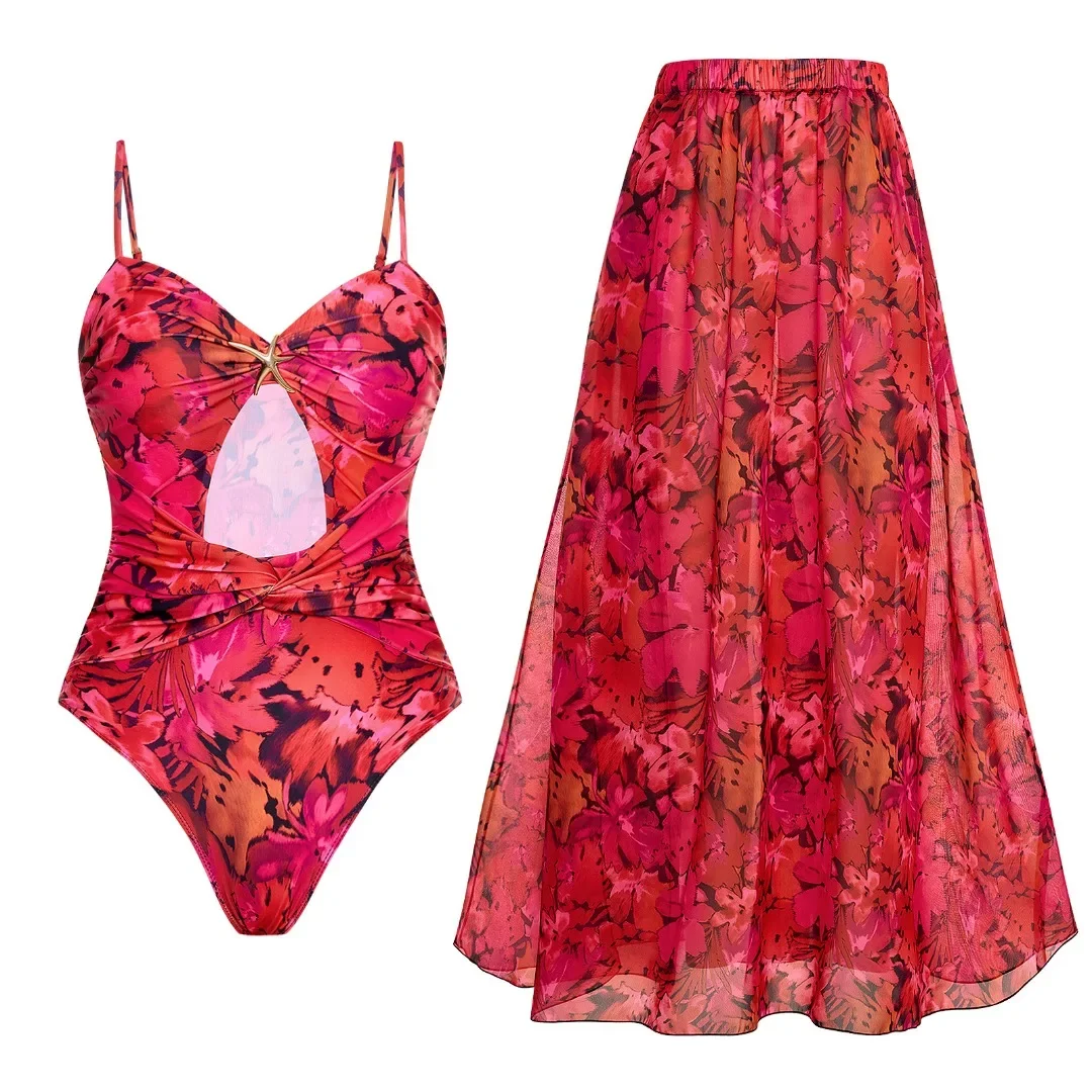 

Sexy Swimsuit Wholesale Fashion Vacation Printed One-piece Swimsuit Set Suspender Swimsuit Wholesale