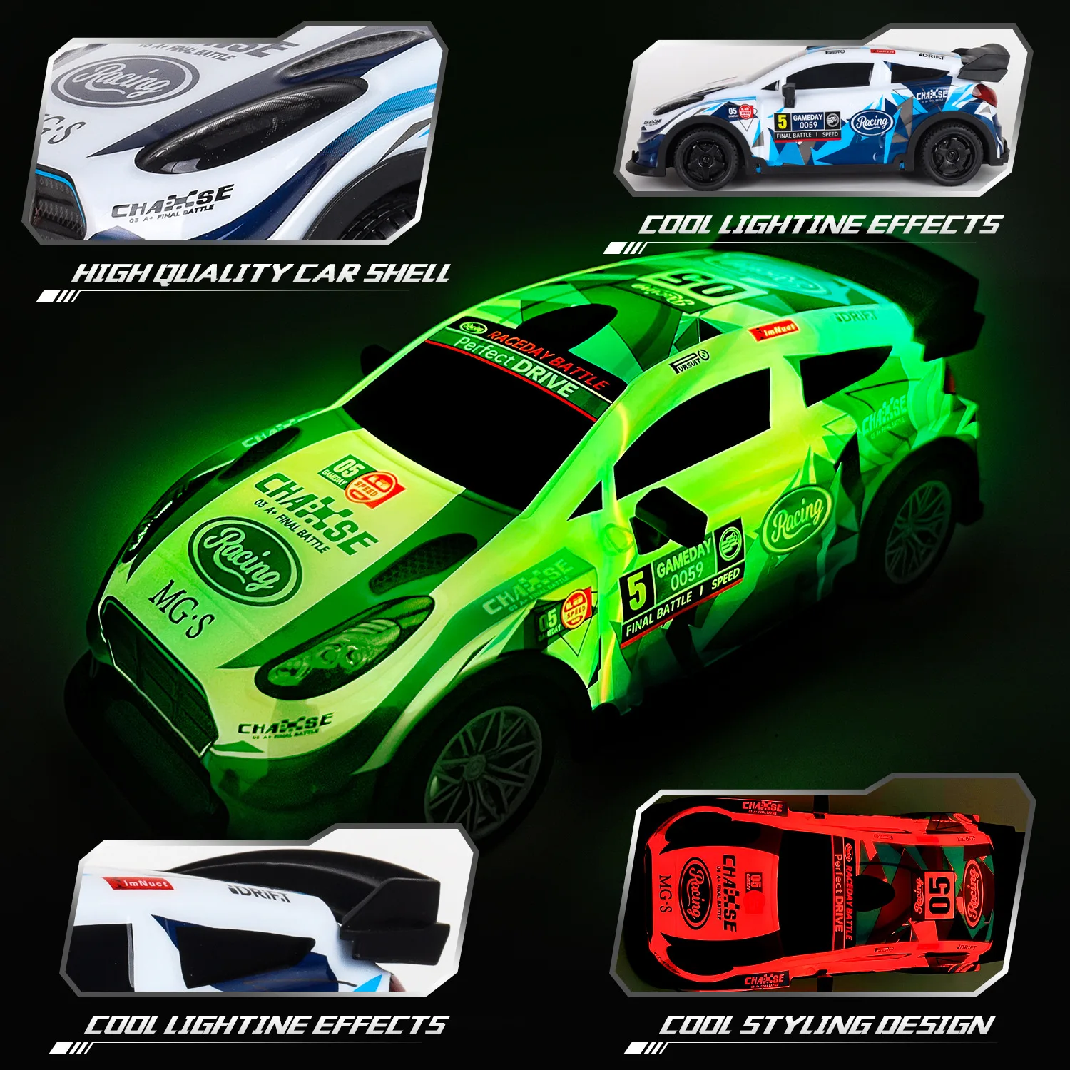 1:18 Rc Drifting Car 2.4Gremote Control Racing Vehicle 4Wd High-Speed Racing Cars with Light Wireless Model Toys Children Gift