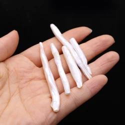 5pcs Natural Freshwater Pearl Beads Long Strip Shape White Pearl Loose Beaded for Necklace Bracelat Jewelry Making DIY 6x30mm