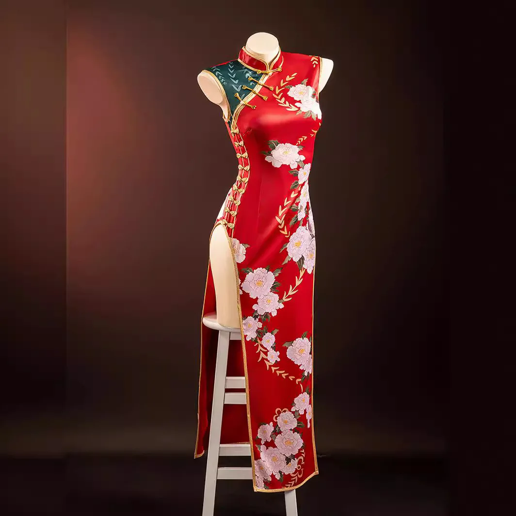 

Code Geass C.C Cheongsam Cosplay Costume Traditional Chinese Style Elegant Dress Female Halloween Stage Performance Cos Outfit