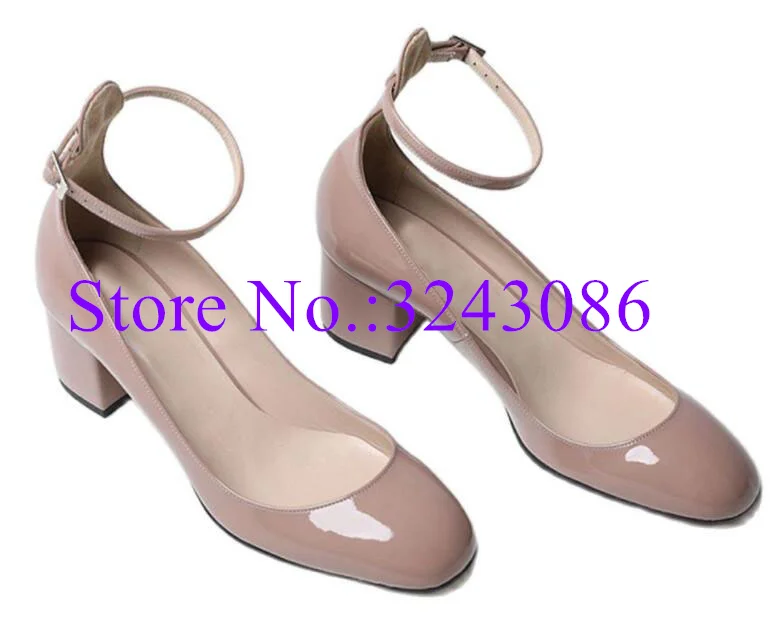 New Round Toe Chunky Heel donna décolleté Fashion Buckle Strap tacchi alti scarpe Lady Large Size Office Dress Shoes Dropship