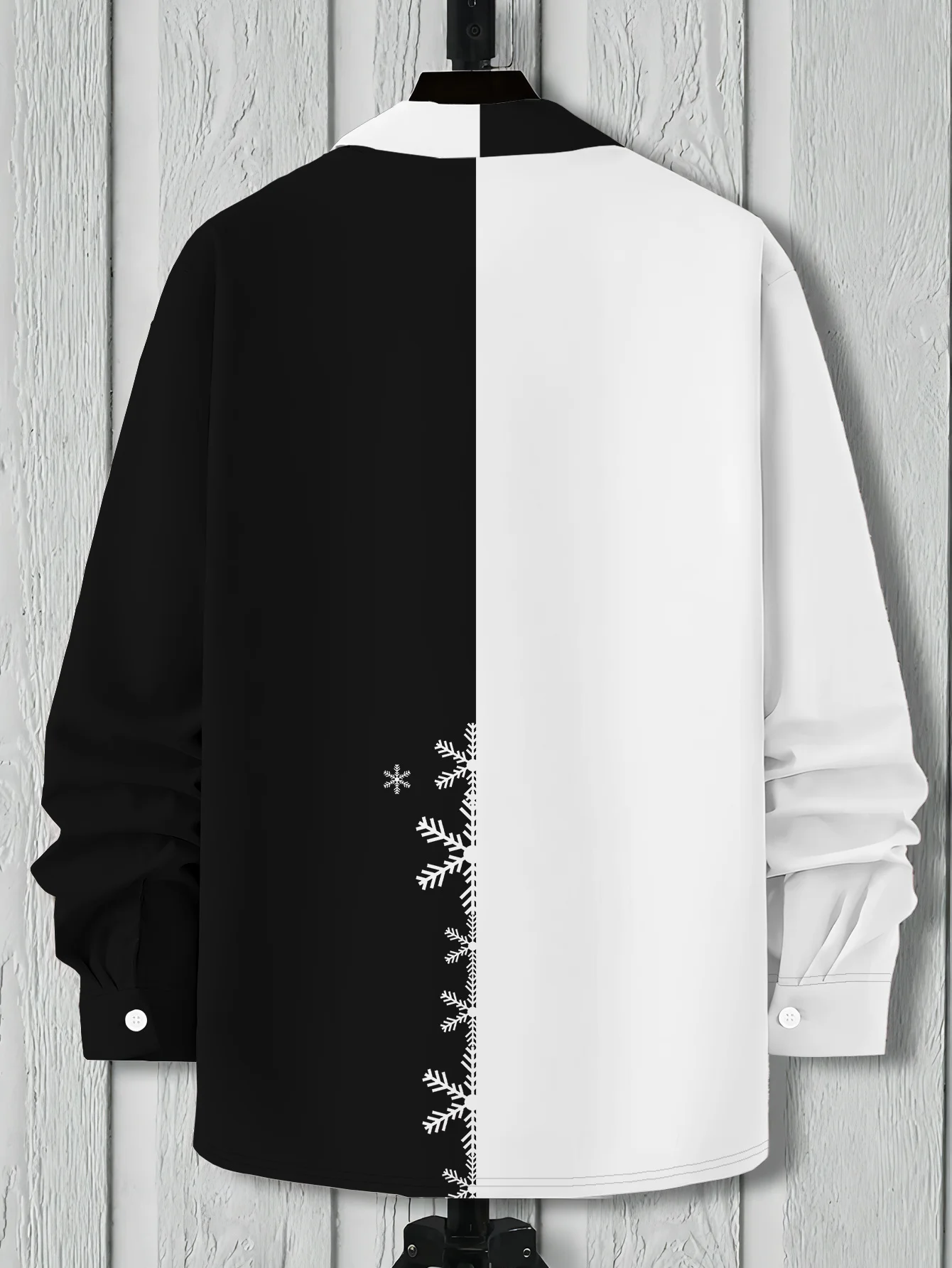 قميص رجالي مطبوع عليه رجل الثلج من إصدار عيد الميلاد الاحتفالي بأكمام طويلة غير قابل للتمدد Btn-Up 2025 ​ ​