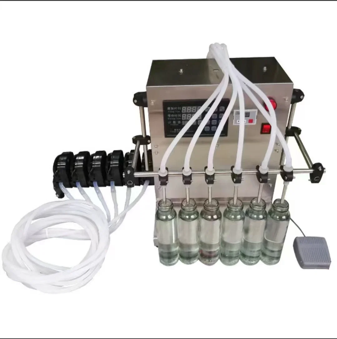 Semi Automatic 6 Head Peristaltic Pump Filling Machine, Electric Liquid Filler for Chemical & Cleaning Liquids