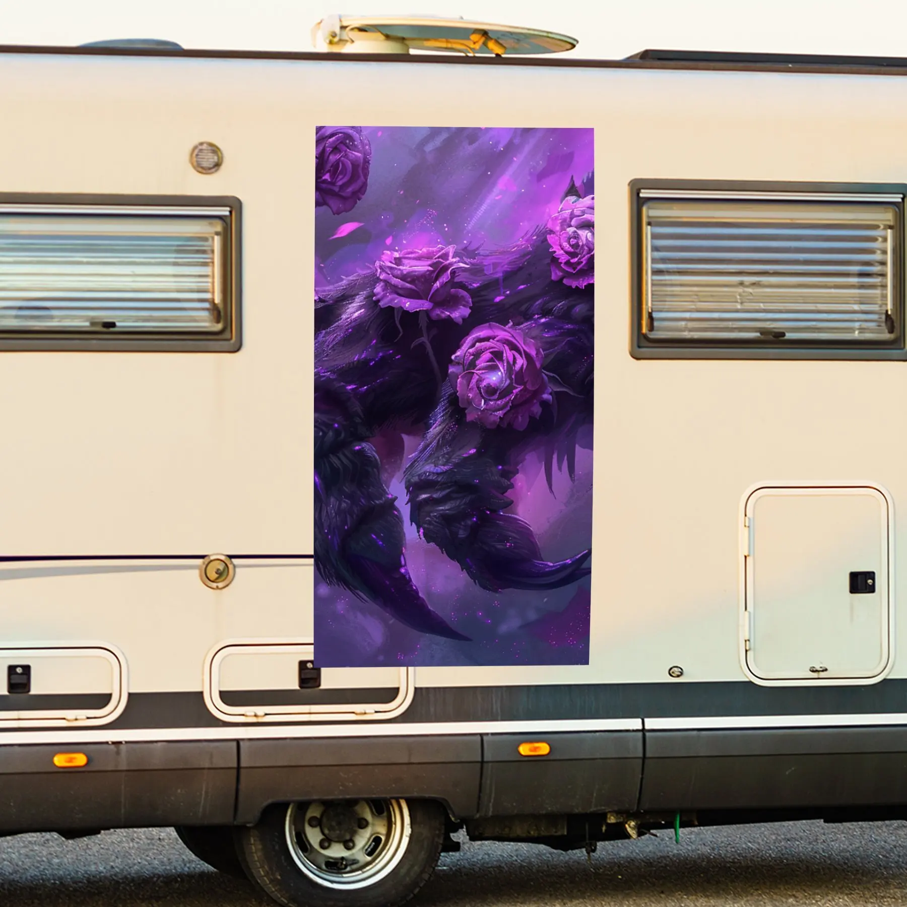 

Фиолетовая роза в виде лапы чудовика ArtCar наклейка, виниловая наклейка на сторону моторики дома, водонепроницаемая самоклеящаяся виниловая наклейка на