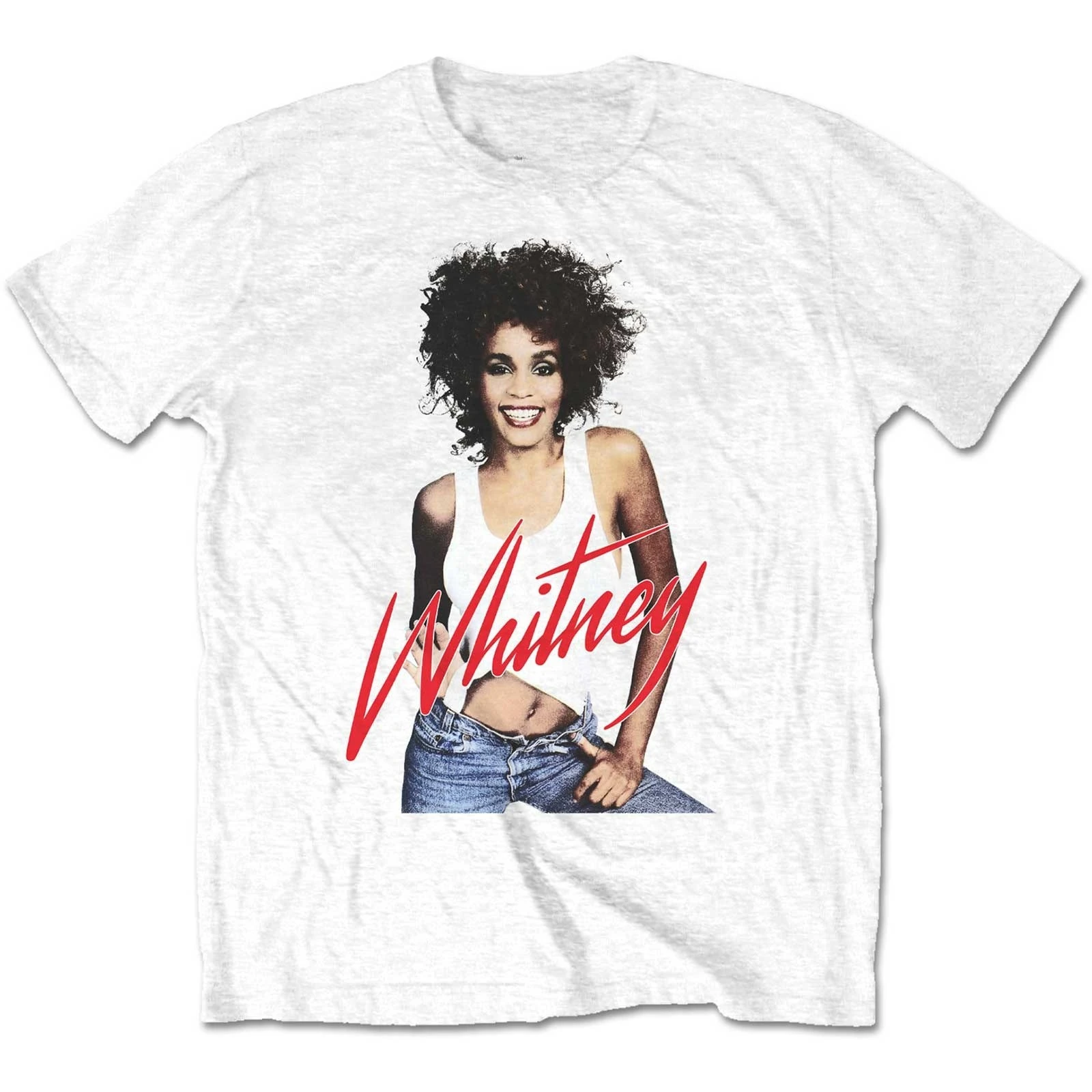 Whitney Houston Classic Portrait Print Cotton T-Shirt Pop R&B Streetwear Unisex Crew Neck Short Sleeve Tee