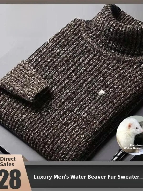 

Мужской свитер Pierre Cardin класса люкс из норкового бархата, утепленный шерстяной пуловер с высоким воротом, теплый зимний базовый свитер для бизнеса и повседневной носки