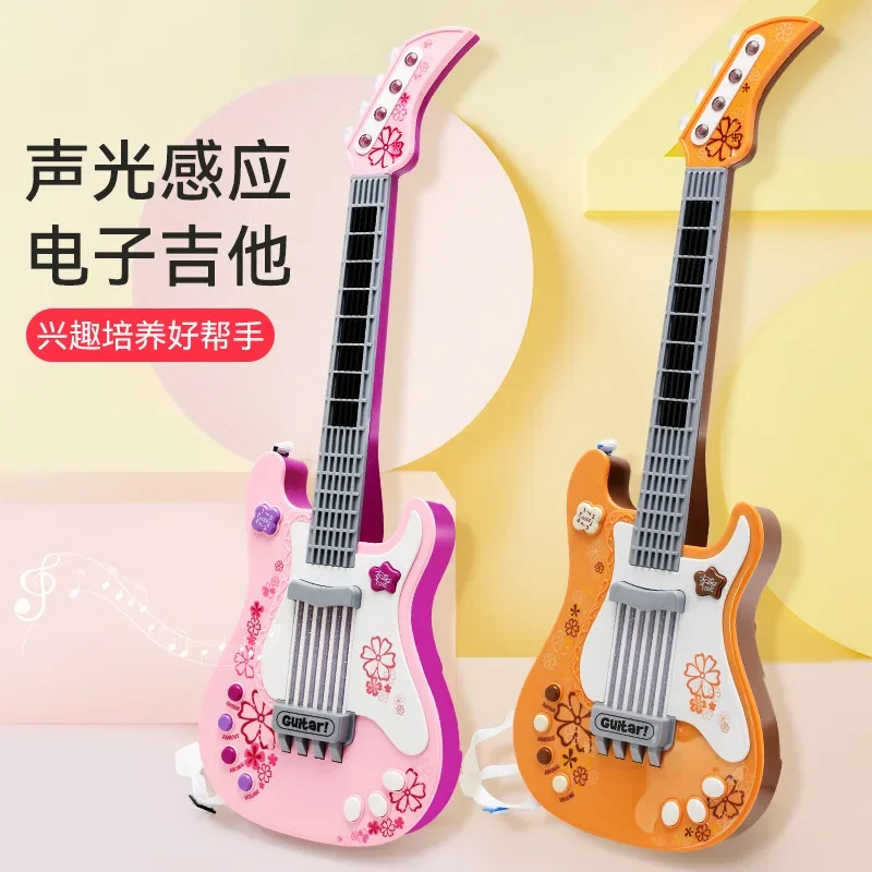 Guitarra de Bajo Eléctrico para niños, Mini instrumento Musical de inducción de sonido y luz, juguete educativo de entrenamiento mental, regalo para niña y niño