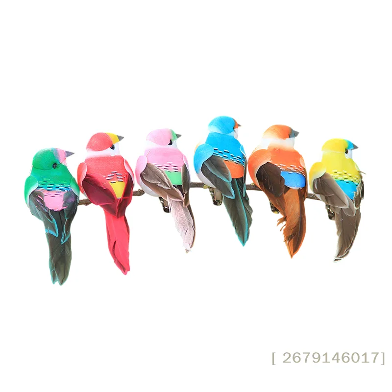 {MX} Niedliche Künstliche Vögel Farbige Gefiederte Vogelmodelle Spatz-Simulation Gefälschte Schaumstoff-Vögel Bastelbedarf DIY Haus Garten Pflanzendekoration