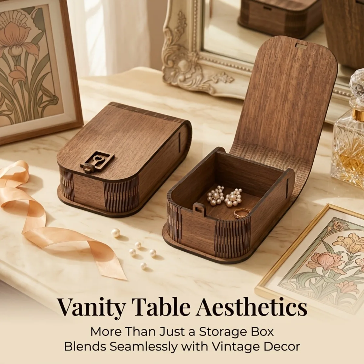 Wood Jewelry Storage Box Walnut Organizer Durable Desktop 4 Wood Jewelry Storage Box Walnut Organizer Durable Desktop