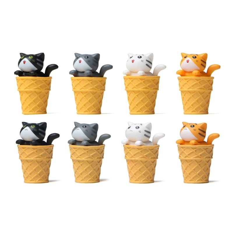 

Plastic Figurine Animal Statue Home Decors Ice Cream Cats Sculpture for Yard Indoor Outdoor Decorations Miniature Statue