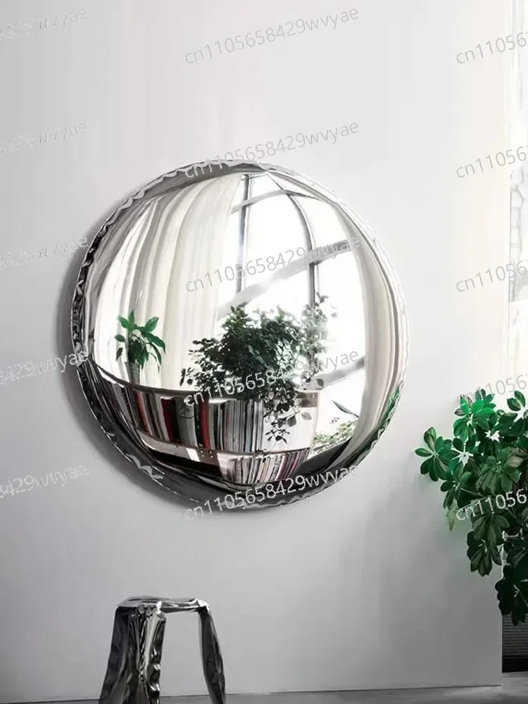 Style Living Room Wall Mounted Mirror Electroplating Process Wall Mounted Circular Stainless Steel Decorative Mirror Light