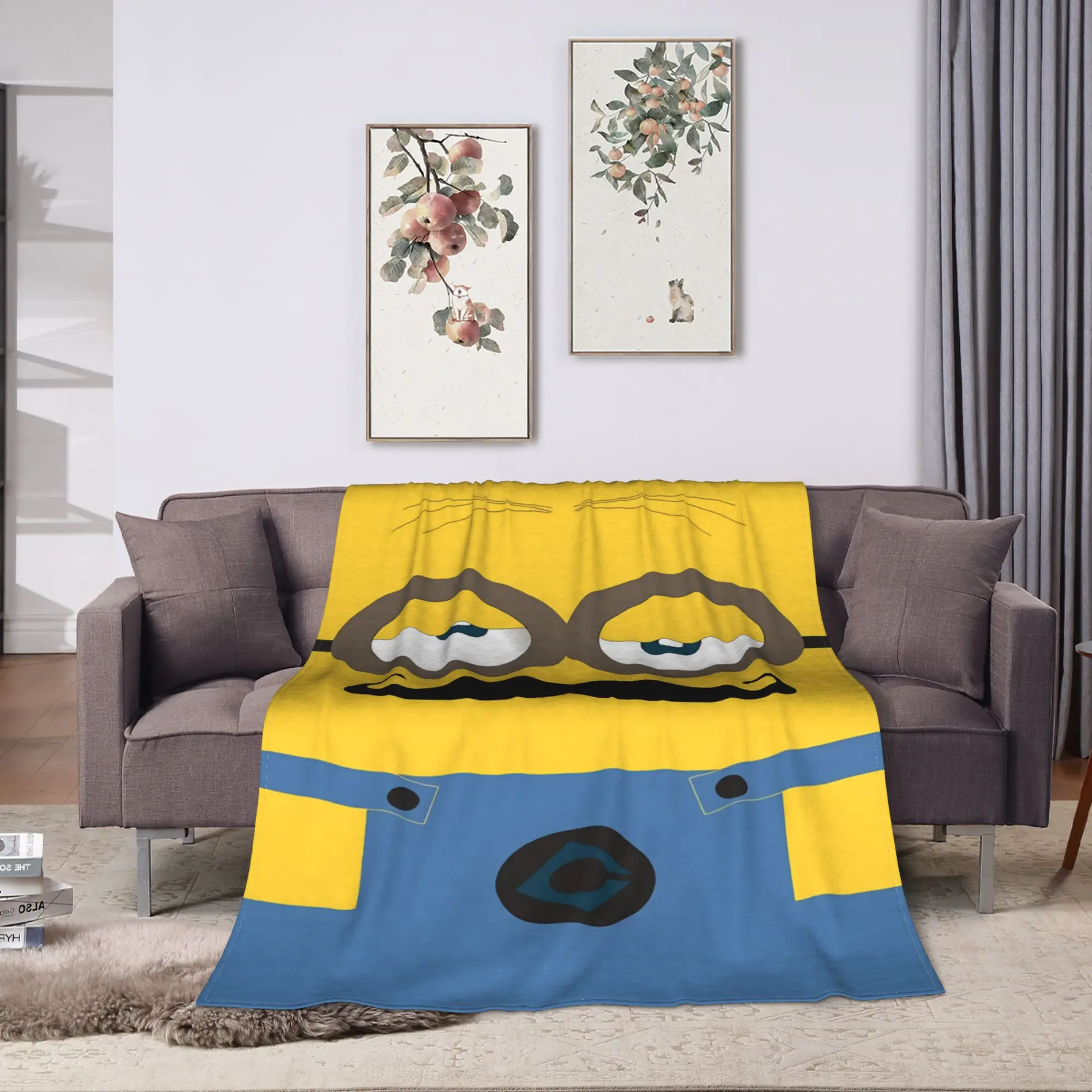 Cartoon M-Minions Face Print Blanket Quality Warm Soft  Bedding Throws Winter Boy Girl Living Room Funny Bedspread