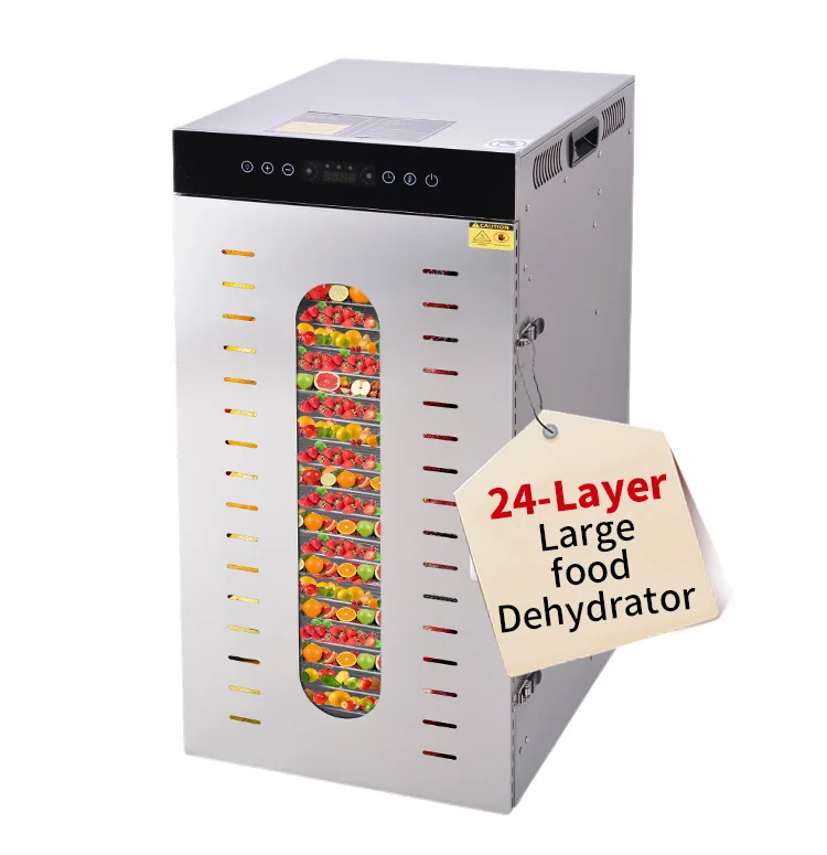 Commercial Household 24-Tray Food Dehydrator Stainless Steel 304 2000W Industrial Grade 30~90℃ Temperature Range for Electric
