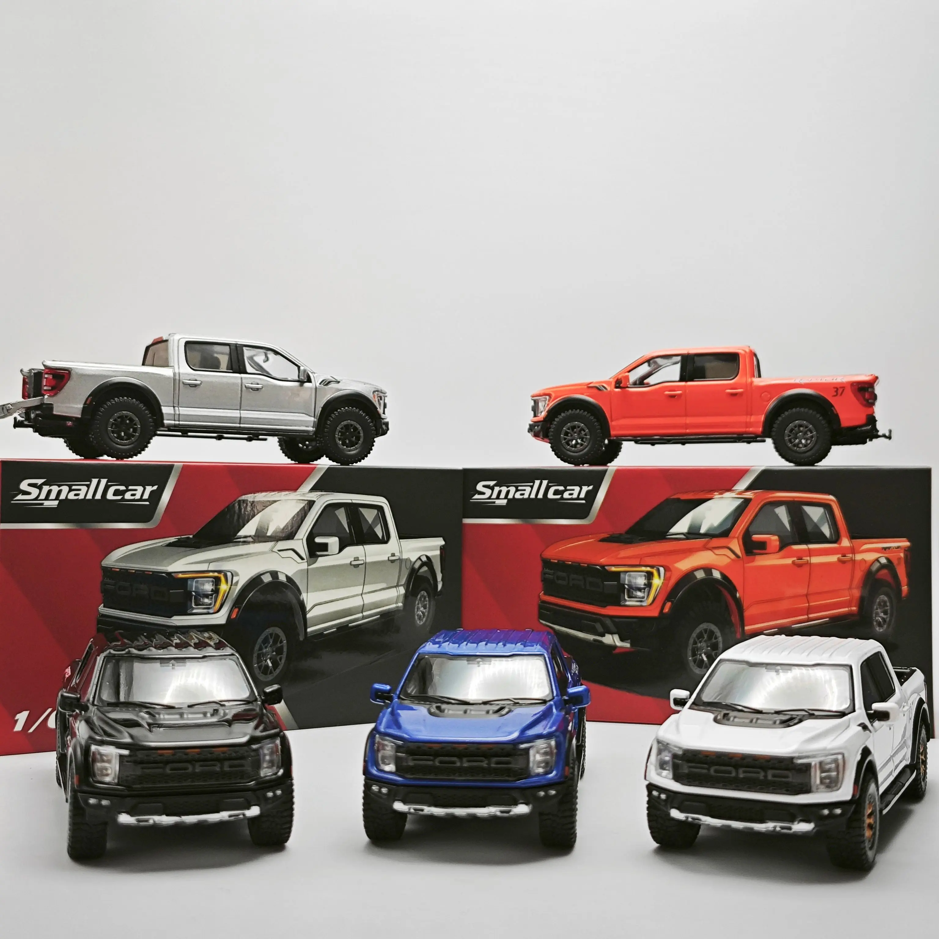 Smallcar 1:64 Raptor F-150 ممتص الصدمات الباب الخلفي قابل للفتح نموذج سيارة مصنوع من خليط معدني