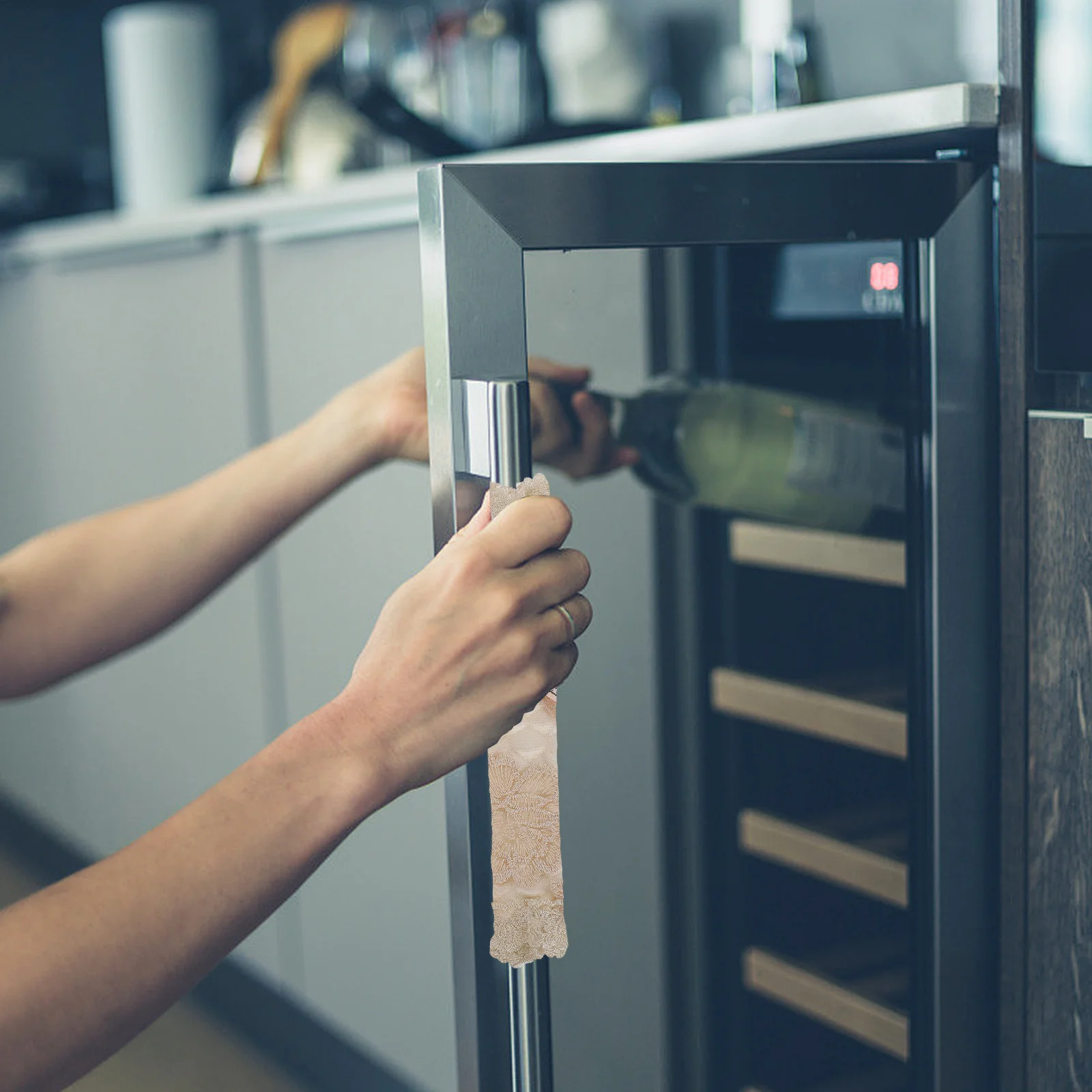 

6Pcs Handle Protector for Kitchen Appliances - Premium Lace Cloth Cover for Fridge, Microwave, Oven, Dishwasher, Cabinet Doors -