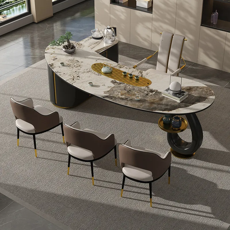 Luxury Modern Dining Table Kitchen Restaurant Nordic Marble Designer Lounge Dining Table Corner Reception Mesa Home Furniture