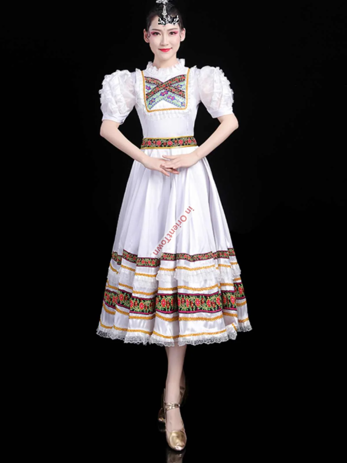 الروسية العرقية كرنفال حفل الافتتاح الملابس الرقص خادمة زي الكبار قصر المحكمة افتتاح أداء الرقص فستان كبير