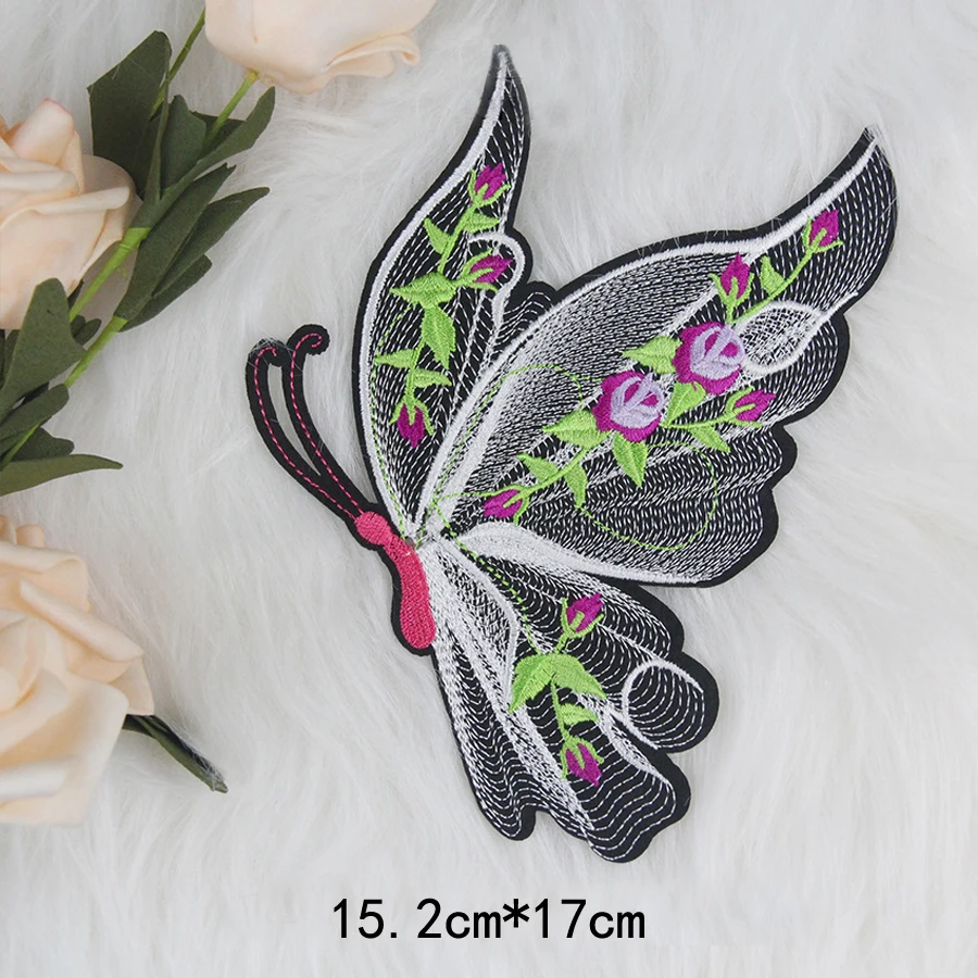 Embroidery Big Large Patches Heat Transfer Clothing Application Iron-on Stitch Stuff Sewing Thermo adhesive Applique Butterfly