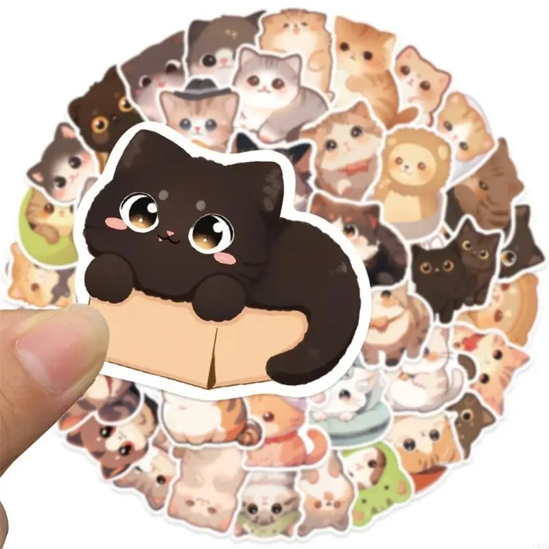 Y88b 50pcs Cats Animal Sticker для ноутбука журнал вода для бутылки для ноутбука для ноутбука Скейтборд Дети Мотивационная