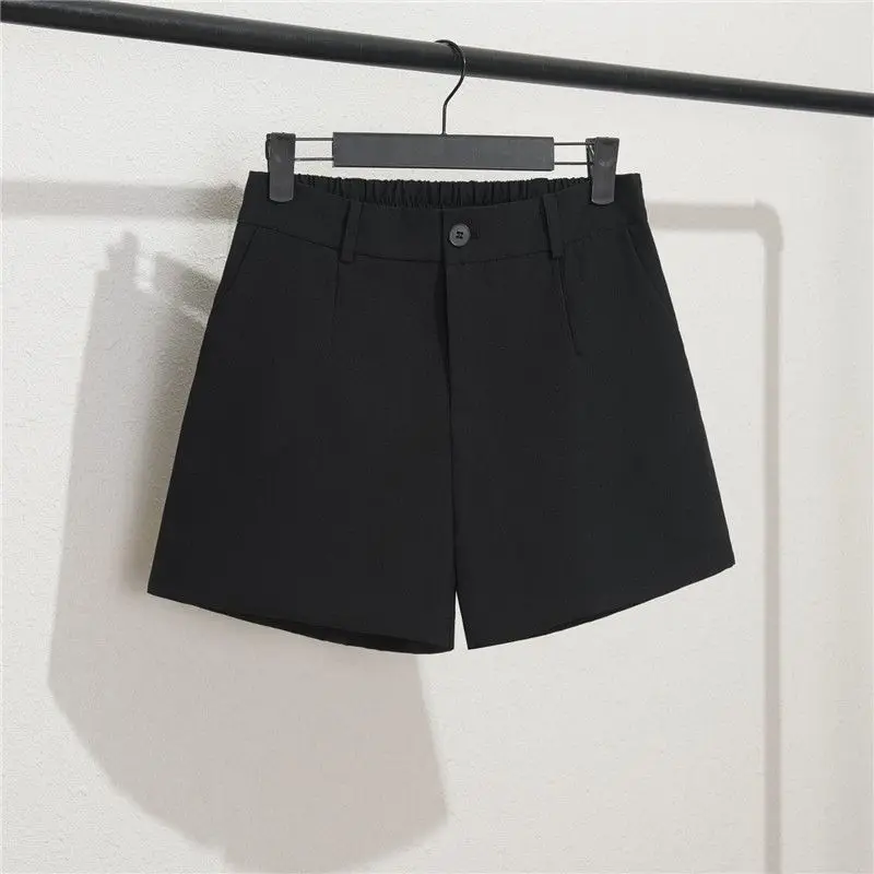 Office Lady Solid Shorts For Women Summer Y2k Loose Short Trousers Elegant Korean Fashion High Waisted Short Solid Simple Pants