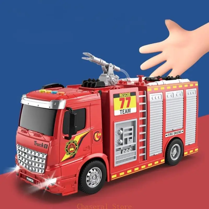 e7ce 어린이 빛나는 소방 구조 트럭 마찰 전원 자동차 장난감 차량 조명 교육 장난감 차기 자동차