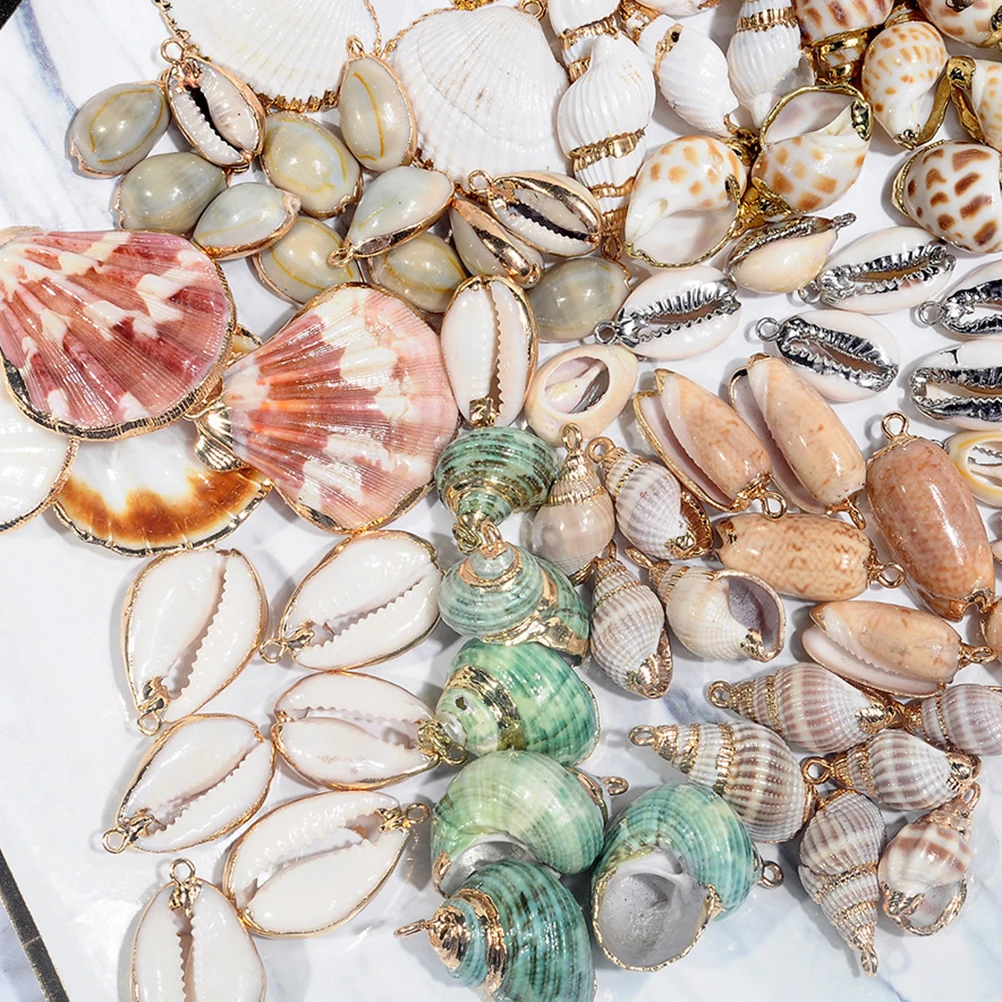 

10Pcs Natural Shell Jewelry Accessories Silver-Plated Conch Ornaments DIY Earrings Necklace Sea Style Craft Wedding Gift